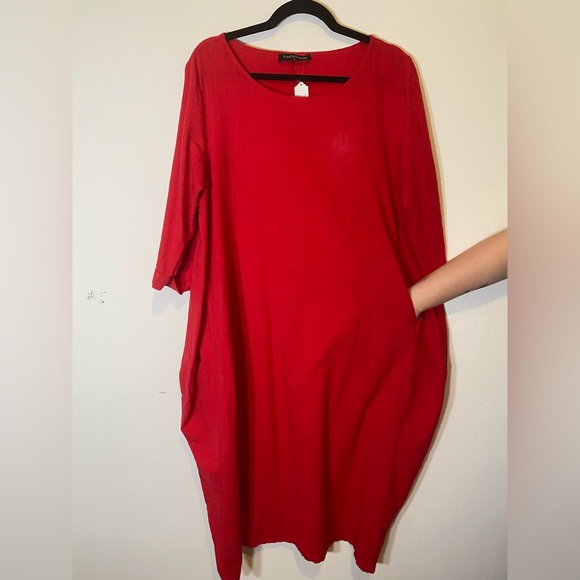 Red Cotton Maxi Dress - Picture 9 of 16